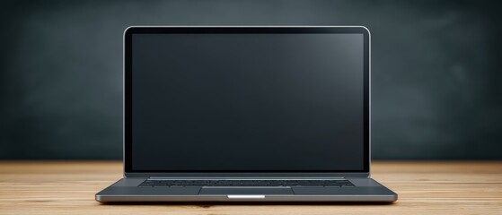 Fototapeta premium Laptop on wooden desk home office setup technology image cozy environment close-up view modern workspace concept for productivity