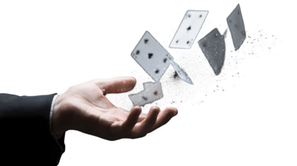 Disintegrating Playing Cards, isolated on transparent background