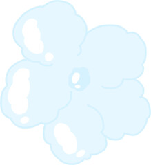 Blue Puffy Cloud Flower PNG – Four-Petal Fluffy Blossom Clipart with Transparent Background
