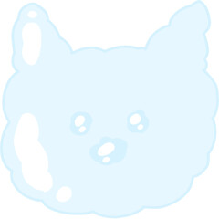 Fluffy Cloud Dog Head PNG – Pastel Blue Puppy Face Clipart with Transparent Background