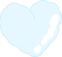 Pastel Blue Puffy Heart Cloud PNG – Fluffy Cartoon Heart Shape on Transparent Background