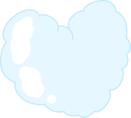 Pastel Blue Puffy Heart Cloud PNG – Fluffy Cartoon Heart Shape on Transparent Background