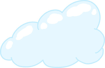Puffy Cloud Banner PNG – Pastel Blue Fluffy Strip Clipart for Designs