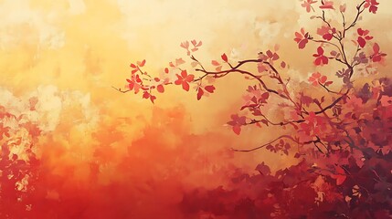 Autumn Branch with Sunset Hues.