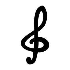 Fototapeta premium Treble clef doodle. Hand drawn musical symbol. Single element for print, web, design, decor, logo