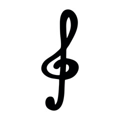 Obraz premium Treble clef doodle. Hand drawn musical symbol. Single element for print, web, design, decor, logo
