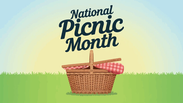 National Picnic Month Celebration with Picnic Basket