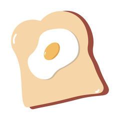 Toast with Fried Egg Cartoon Style
