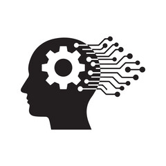 Artificial Intelligence Brain Circuit Icon Technology Head Silhouette