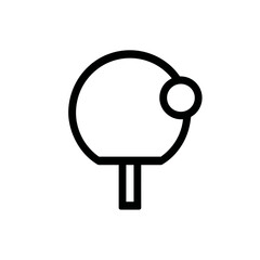 Simple line drawing of a ping pong paddle and ball  