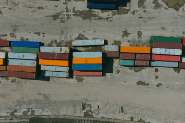 Aerial View of Shipping Containers in Storage Yard