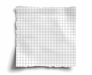 Blank squared paper sheet clipped with metal binder against white background in minimalist office stationery flat lay


