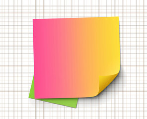 Blank squared paper sheet clipped with metal binder against white background in minimalist office stationery flat lay


