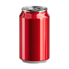 Red soda can beverage drink refreshment aluminum container design isolated on transparent background 