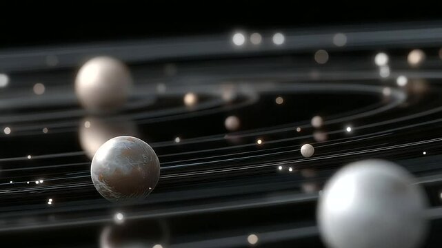 Astrological Planet Icons Spinning in Orbit with Faint Trails