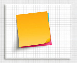 Blank squared paper sheet clipped with metal binder against white background in minimalist office stationery flat lay

