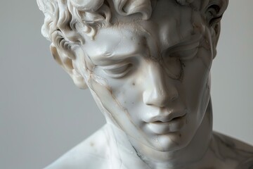 Obraz premium White marble statue showing calm and thoughtful expression, evoking classical art and peaceful emotions