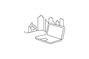 Web
A laptop drawing in one line laptop art and vector illustration design
