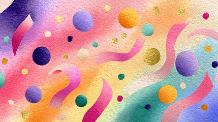 colorful pastel illustration of scattered confetti and streamers creating a joyful Fragmented and Textured Surfaces Explosions and Bursts of Color