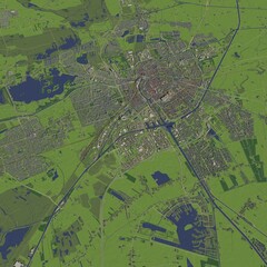 3D illustration of city and urban in Groningen Netherlands