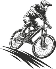 Mountain Biker in Action Vector Illustration - Dynamic Outdoor Adventure Design