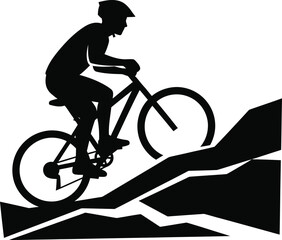 Mountain Biking Icon Vector - Outdoor MTB Cycling Symbol