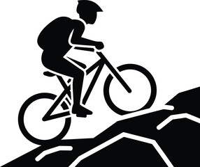 Mountain Biking Icon Vector - Outdoor MTB Cycling Symbol