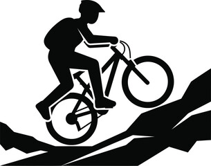 Mountain Biking Icon Vector - Outdoor MTB Cycling Symbol