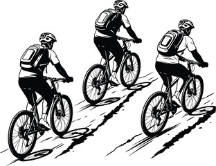 Mountain Biker Silhouette Vector - Dynamic Cycling Action Icon