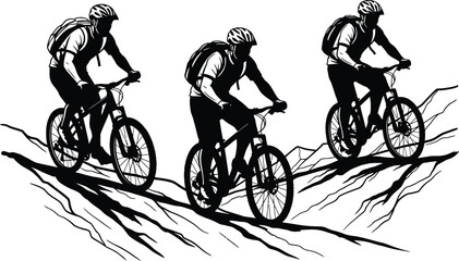 Mountain Biker Silhouette Vector - Dynamic Cycling Action Icon