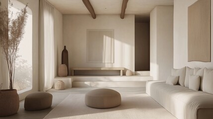 Serene interior with soft neutral tones