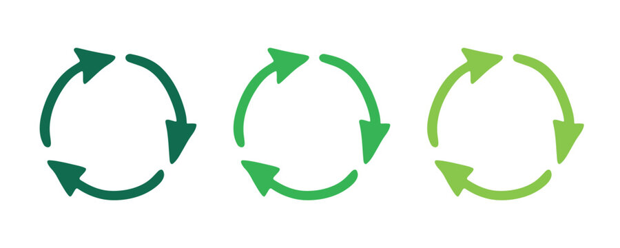 Hand drawn recycle arrow icon Recycling resources symbol Reuse of materials, zero waste, green environment, saving the planet