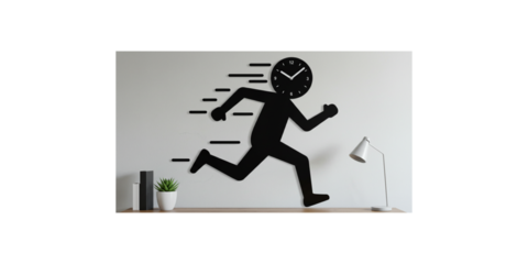  a unique clock design that incorporates a running figure