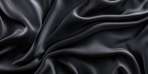 Obraz premium High-resolution close-up of black fabric with smooth texture and natural soft folds.
