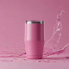perfume bottle and pink background