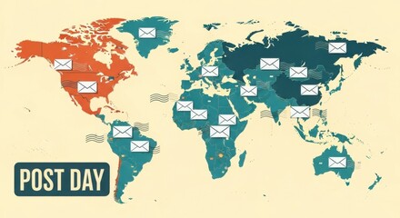 Global Postal Service Distribution Network Mapping Digital Communications Worldwide Connections
