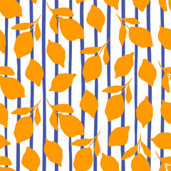 Hand drawn floral pattern with lemon