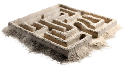 Sand maze sculpture, isolated on transparent background