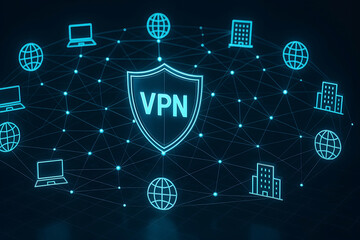 Vpn technology security network protection concept connecting global data and business infrastructure online