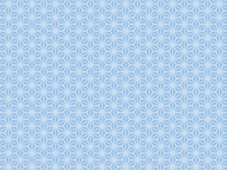 淡い水色のシンプル麻の葉模様背景