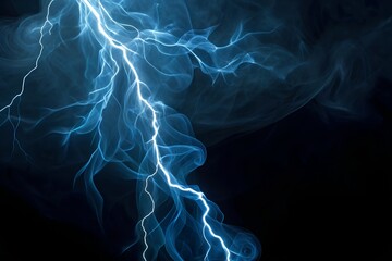 Obraz premium high resolution blue smoke effect with lightning bolt on black background image