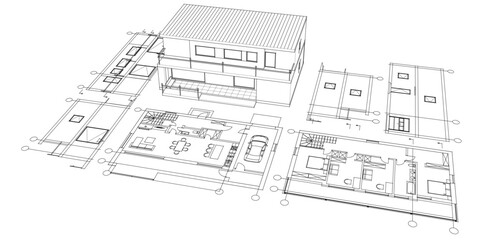 architecture modern house 3d illustration