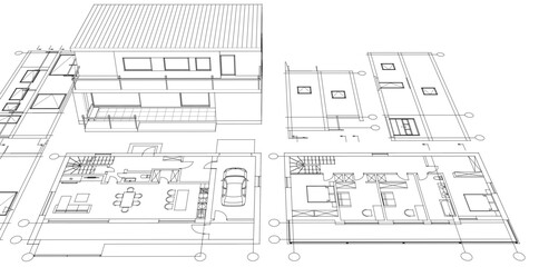 Fototapeta premium architecture modern house 3d illustration