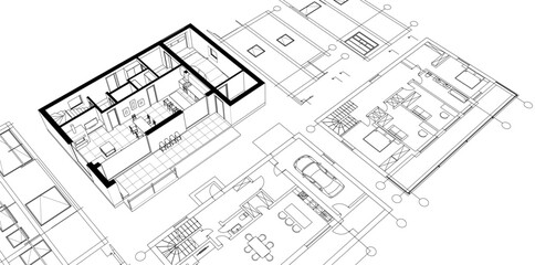 architecture modern house 3d illustration