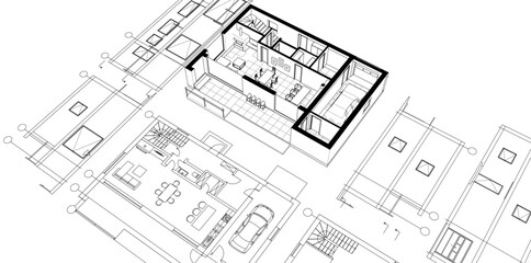 Fototapeta premium architecture modern house 3d illustration