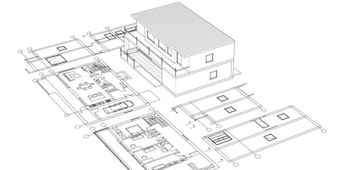 architecture modern house 3d illustration