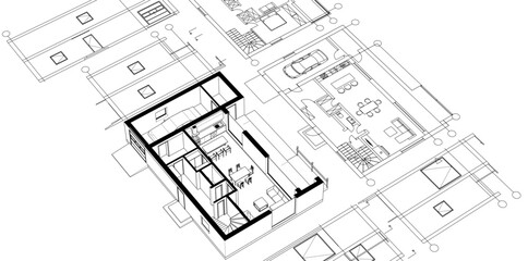 architecture modern house 3d illustration