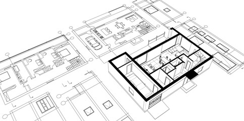 architecture modern house 3d illustration