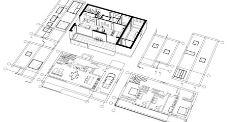 architecture modern house 3d illustration
