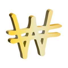 3d won currency symbol. Single element for design